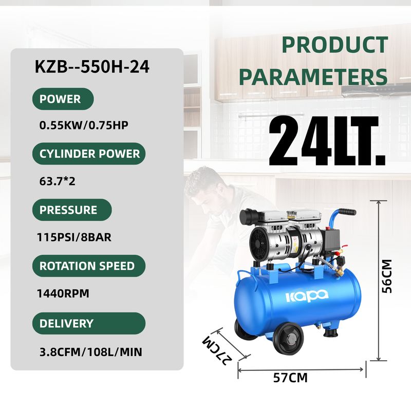 Low Price Cheap 220V 50Hz Portable Piston Air Compressor 8Bar 24L Oilless Silent Air Compressor Oil Free