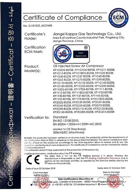 La CINA Jiangxi Kapa Gas Technology Co.,Ltd Certificazioni